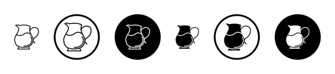 Jug icon set in black filled and stroke line style.