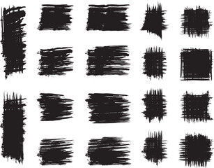 black brush strock set  and white background