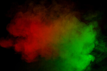 Red and green steam on a black background.