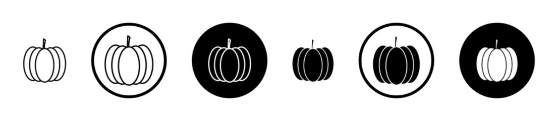 Pumpkin icons in black and blue set
