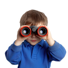 Child observing nature with binoculars outdoor setting png image clear day enthusiastic perspective