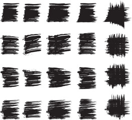 black brush strock set  and white background