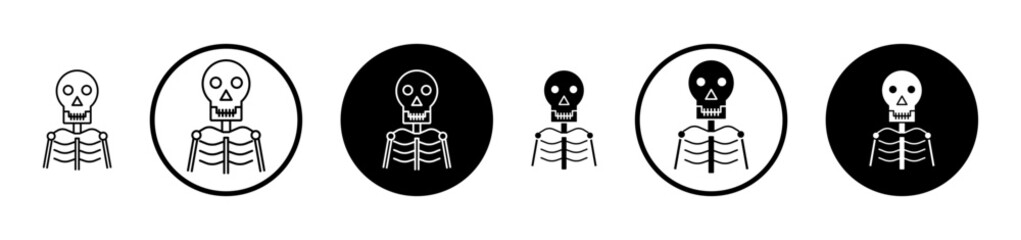 Skeleton icon set in black filled and stroke line style.
