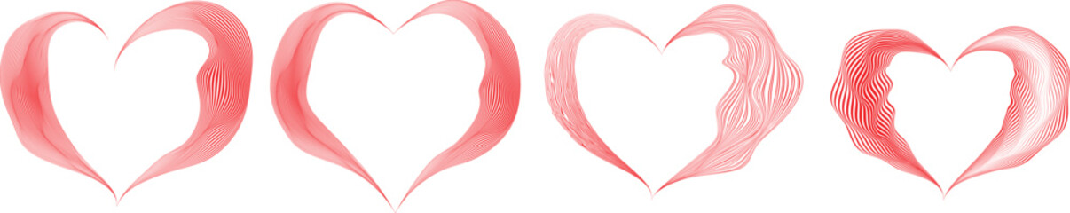 Line art Heart logo . Many swirled lines forming heart . Heart symbol for your design. Valentine's Day signs. Vector illustration.
