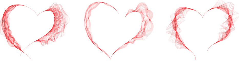 Line art Heart logo . Many swirled lines forming heart . Heart symbol for your design. Valentine's Day signs. Vector illustration.
