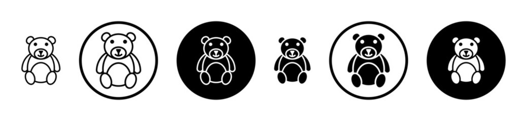 Teddy bear icons in black and blue set