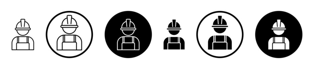User helmet safety icon set in black filled and stroke line style.