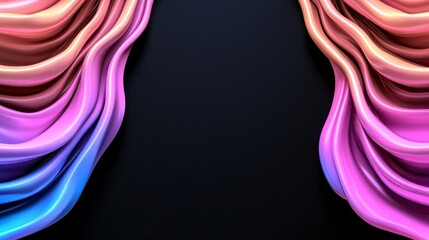 A photostock of glowing pink and blue waveforms flowing smoothly across a dark background, creating a vibrant and futuristic design. High Quality