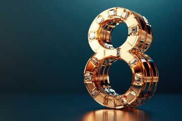 Naklejka premium A gold number 8 with a hole in the middle