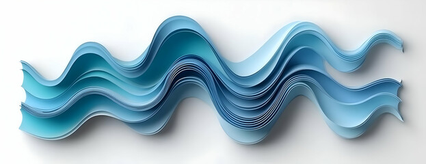 Fototapeta premium Blue Waves Abstract Paper Art