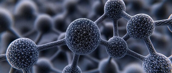 3D Illustration Geometric, Polygon, Line,Triangle pattern shape with molecule structure. Polygonal with blue background , isolated on white background,  , copy space for text,