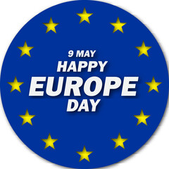 Europe Day is celebrated every year on May 9 to celebrate peace and unity throughout Europe. Vector illustration.  Paper Art and Paper Cut Out Concept.