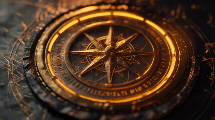 Fototapeta premium Coin with rotating symbols. Cinematic. --chaos 5 -_003