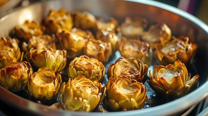 Fototapeta premium Fried artichoke cuisine close up selective focus