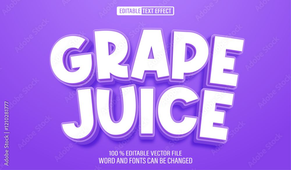 Poster editable 3d text style effect - grape juice text effect template