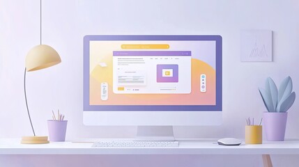 Clean web design mockup displayed on a modern monitor with UI/UX elements, showcasing creative concepts for websites.