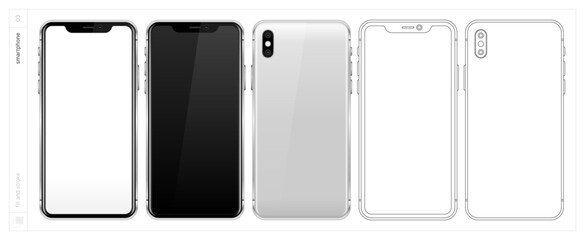 Smartphone. Vector illustration. Fill and stroke.