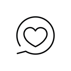 Flat heart in speech bubble shadow icon. Vector illustration
