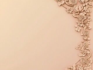 Elegant Floral Carving Design On Beige Background