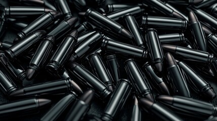 Black bullets lined up ready for use.