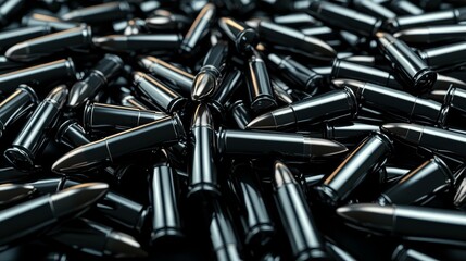 Black bullets lined up ready for use.