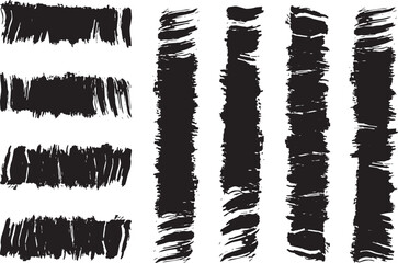 black brush strock set  and white background