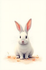 Fototapeta premium A cute white rabbit on a clean, snow-white background. 