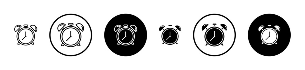 Alarm clock icons in black and blue set