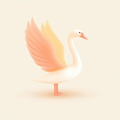 Fototapeta premium Elegant swan watercolor art pink wings on soft nature background