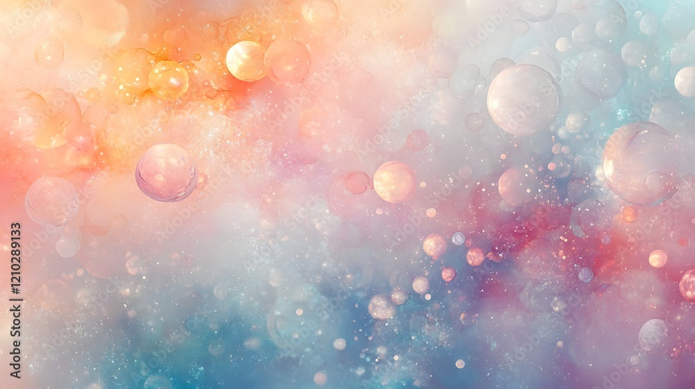 Poster luminescent ethereal bubbles composition of glowing soft textures and elegant gradients creating a m