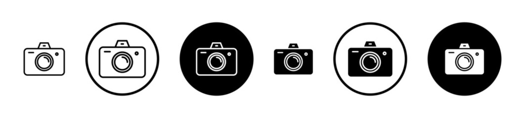 Camera icons set in black filled and stroke line style