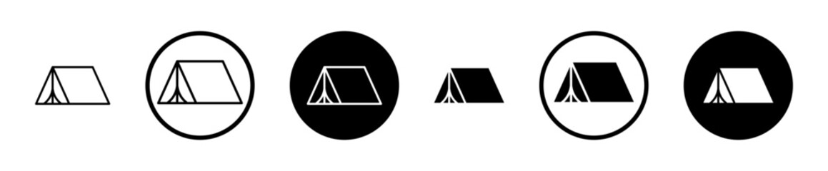 Camping icons set in black filled and stroke line style © Ranveer