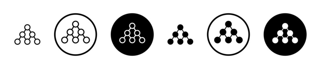 Chart tree icons set in black filled and stroke line style