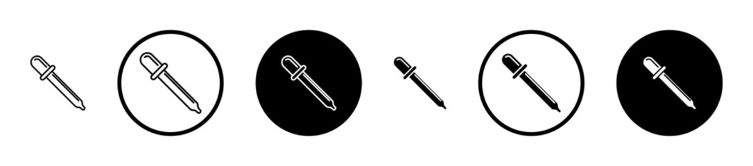 Eye dropper icons vector pack in black and blue colors