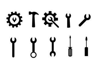 Set of vintage key and lock silhouettes with antique tools for security and home access