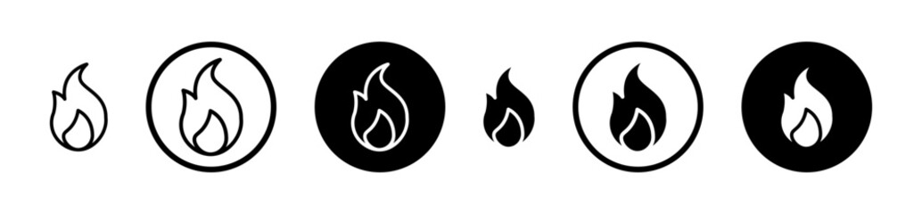 Flame icons vector pack in black and blue colors