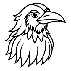 Detailed black and white illustration, majestic eagle head profile, sharp beak, piercing eye, stylized feathers, bold line art, graphic design, minimalist bird portrait, high contrast, clean vector st