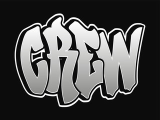 Crew word trippy psychedelic graffiti style letters. Vector hand drawn doodle cartoon logo Crew illustration. Funny cool trippy letters, fashion, graffiti style print t-shirt, poster concept