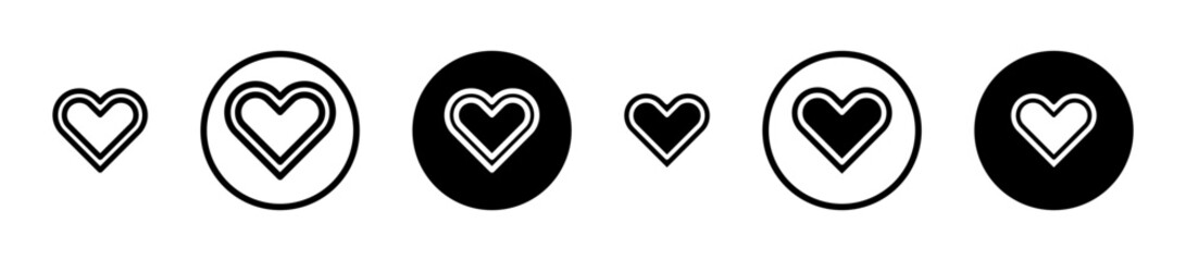 Heart icons in black and blue set