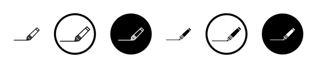 Highlighter icons set in black filled and stroke line style