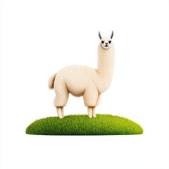 Fototapeta premium Watercolor illustration of a cute lama in a cheerful nature scene