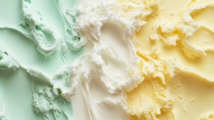 Swirled Mint Vanilla and Yellow Ice Cream Texture