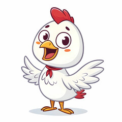 Naklejka premium white chicken cartoon character logo