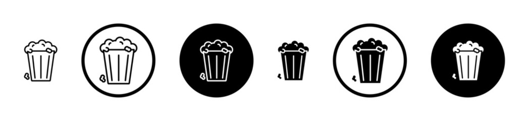 Popcorn Icons vectors. black solid and liner versions