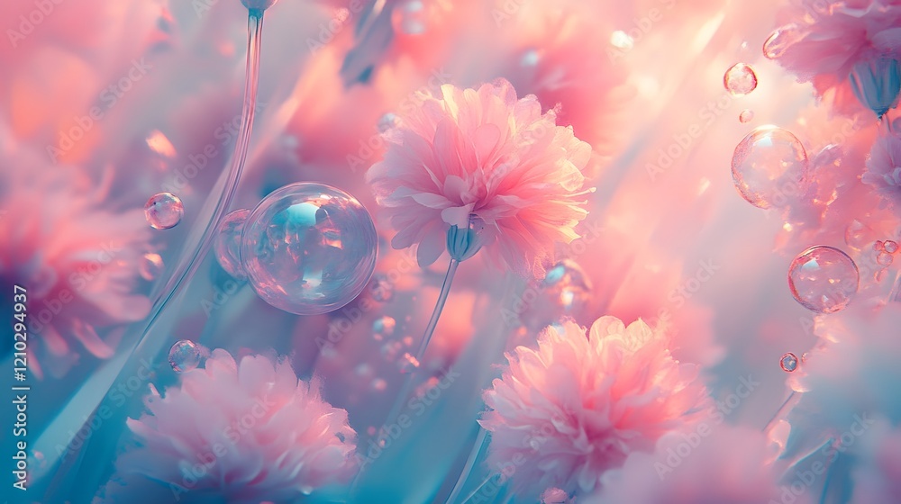 Poster soft playful pastel gradient backgrounds with fluffy imaginative fantasy inspired textures and ether