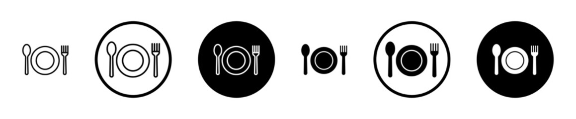 Restaurant icons set in black filled and stroke line style