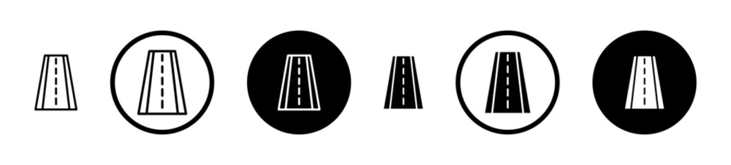 Road Icons vectors. black solid and liner versions