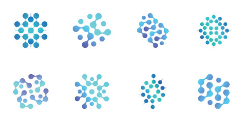 molecule logo design collection with creative concept premium vector