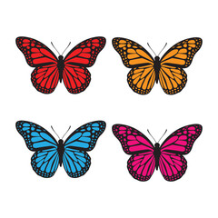 set of butterflies isolated