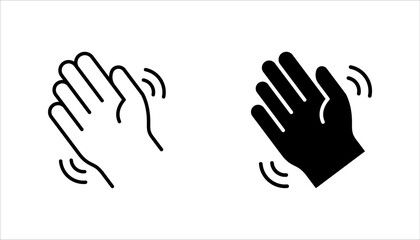icon set of waving hand, friendly greeting, on white background.